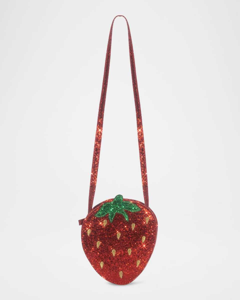 Girl's Strawberry-Shaped Glitter Shoulder Bag